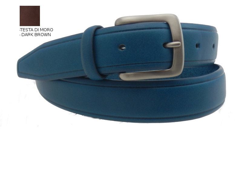 Cintura in Pelle volanata - Testa di moro - 35mm